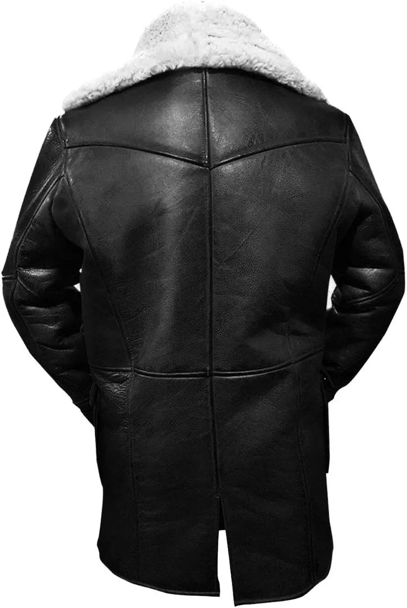 Mens Lambskin Faux Shearling Lining Coat - VEST ADULT MEN FAUX LEATHER - Faux Fur Leather Coat