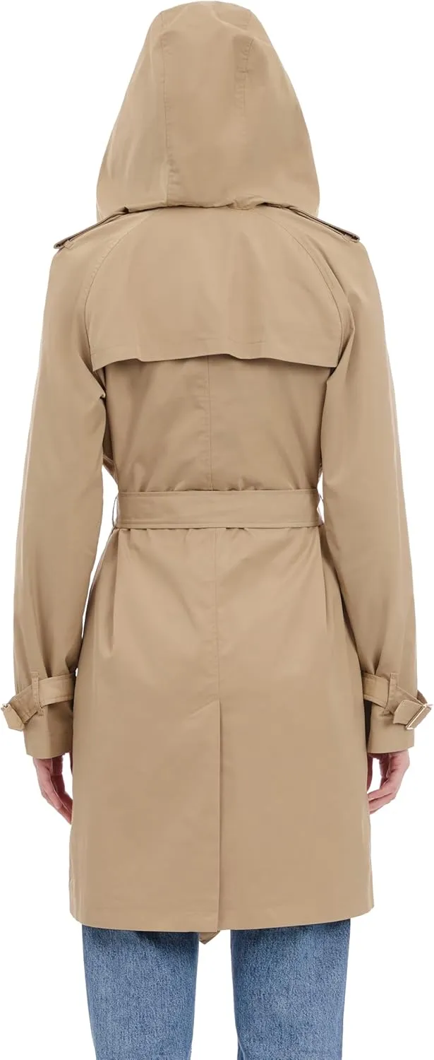 Michael Kors Women's Double Button Trenchcoat with Detachable Hood
