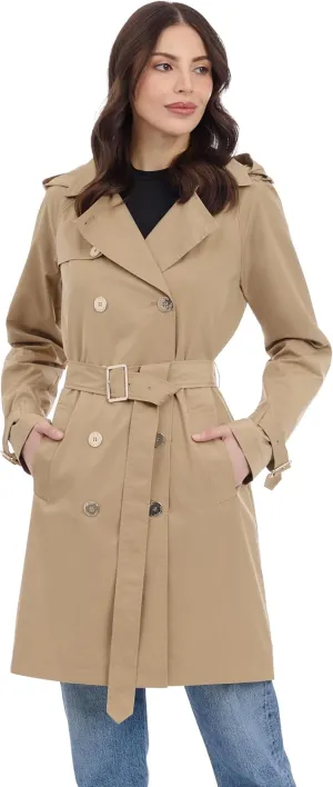Michael Kors Women's Double Button Trenchcoat with Detachable Hood
