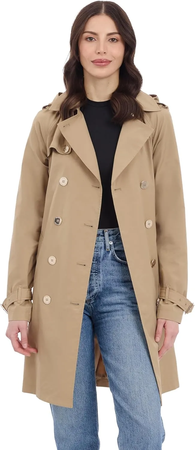 Michael Kors Women's Double Button Trenchcoat with Detachable Hood