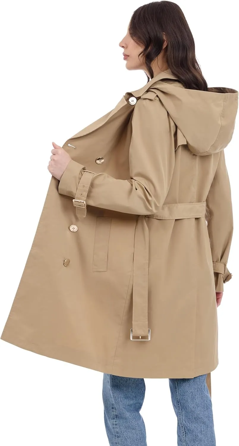 Michael Kors Women's Double Button Trenchcoat with Detachable Hood