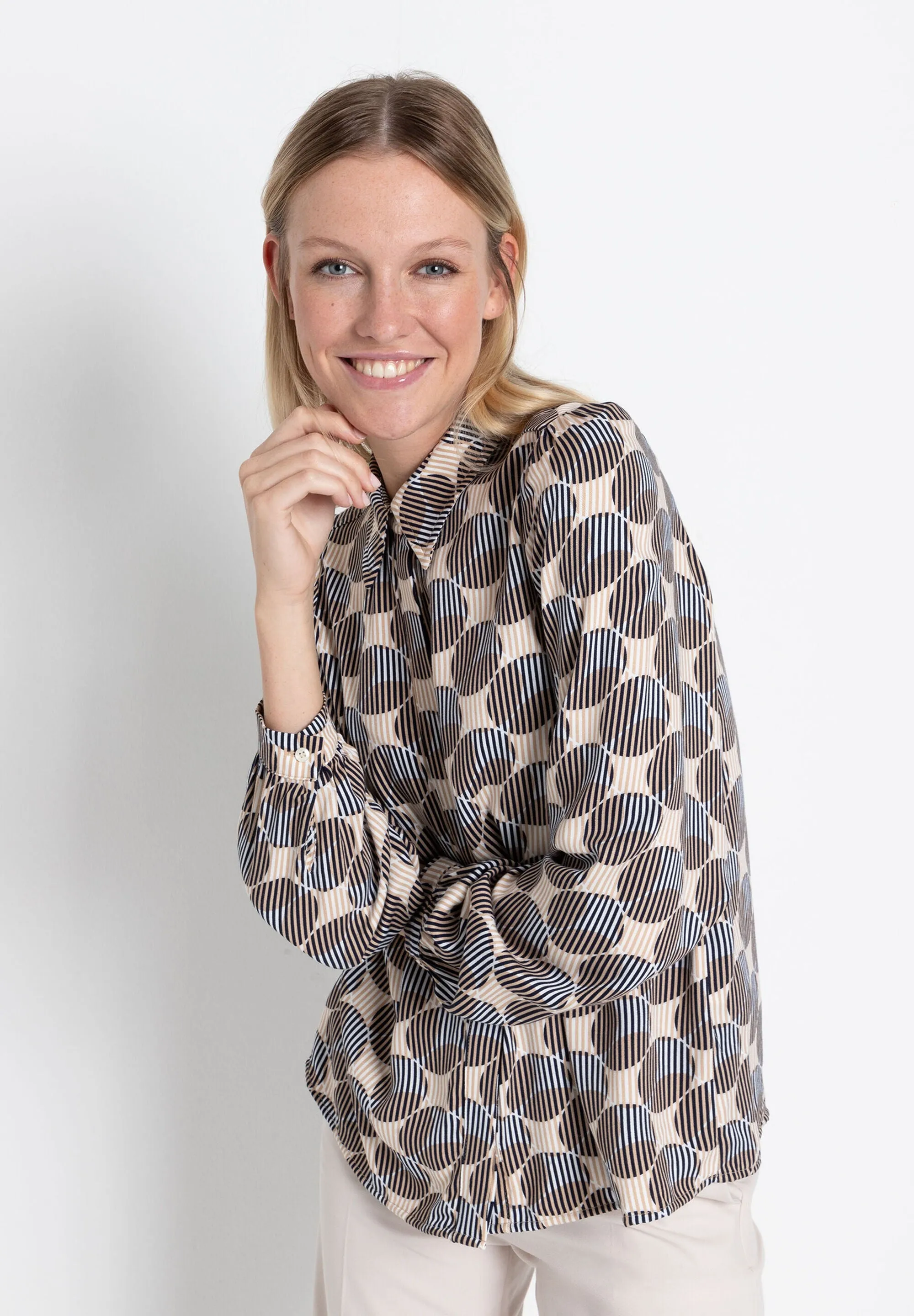 More & More Blouse With Stripe & Dot Pattern