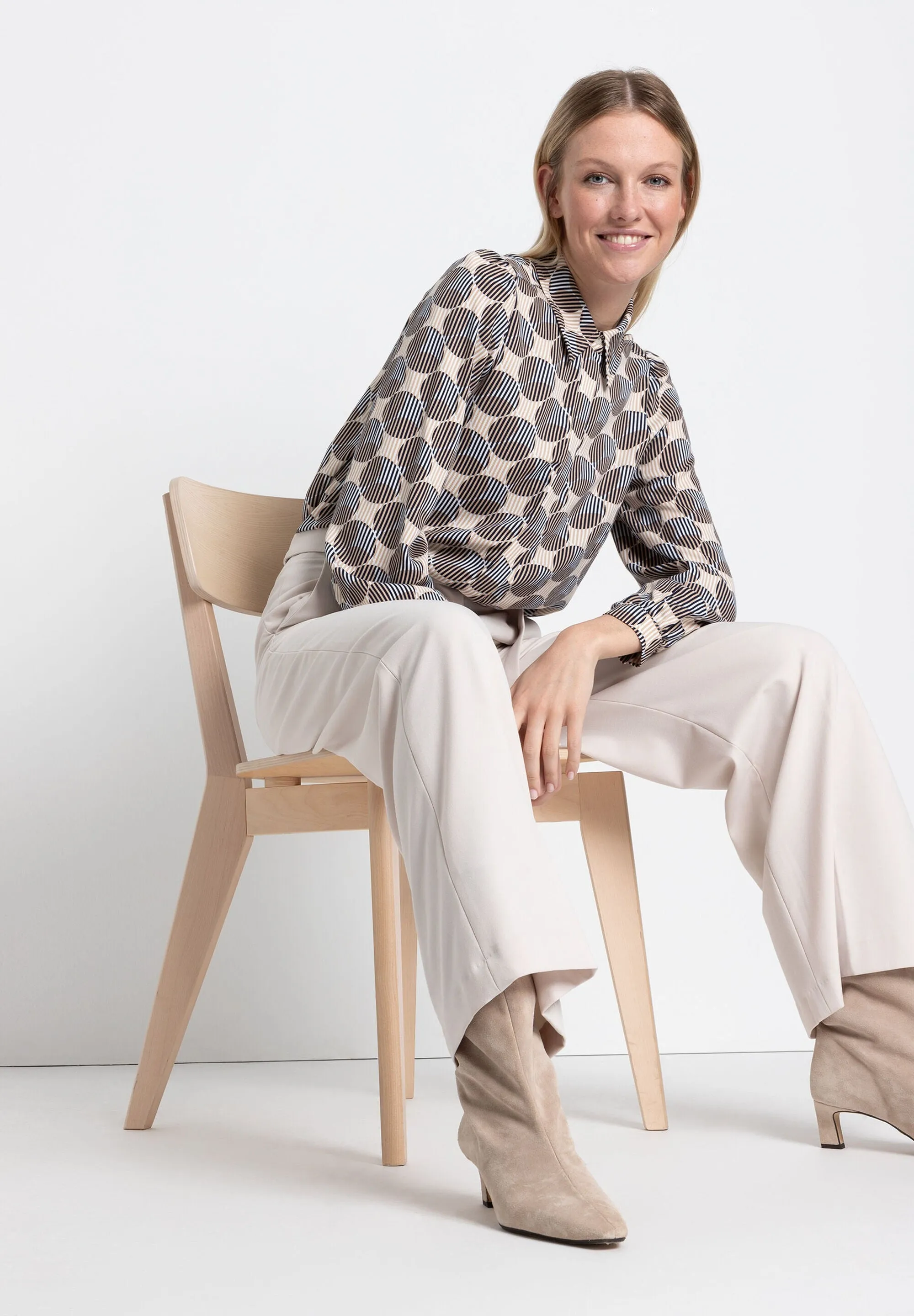 More & More Blouse With Stripe & Dot Pattern