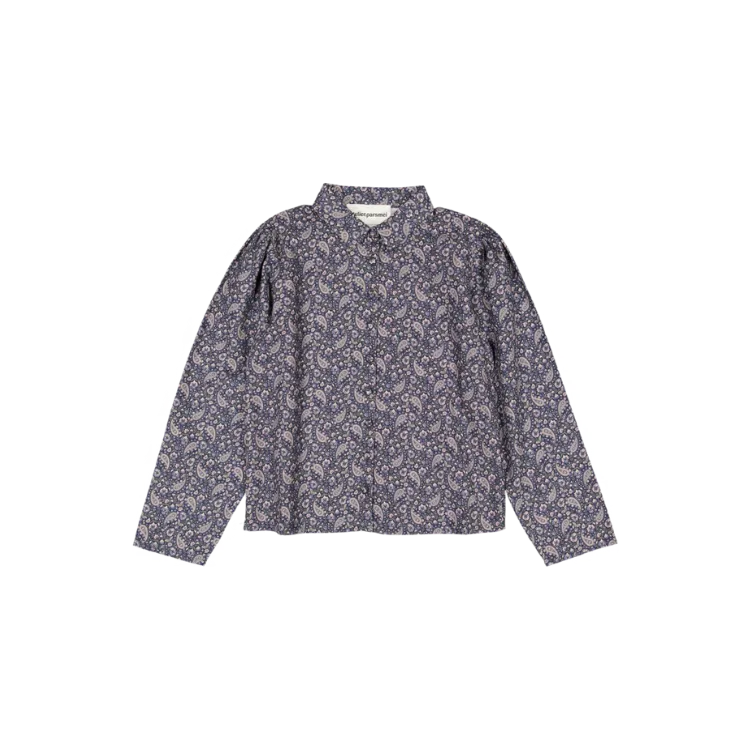 MOTE-LONG SLEEVE PEPLUM TOP W/HIGH NECK-Paisley