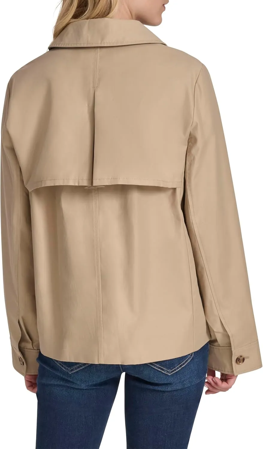 Nautica Women's Solid Cropped Trench Coat Jacket