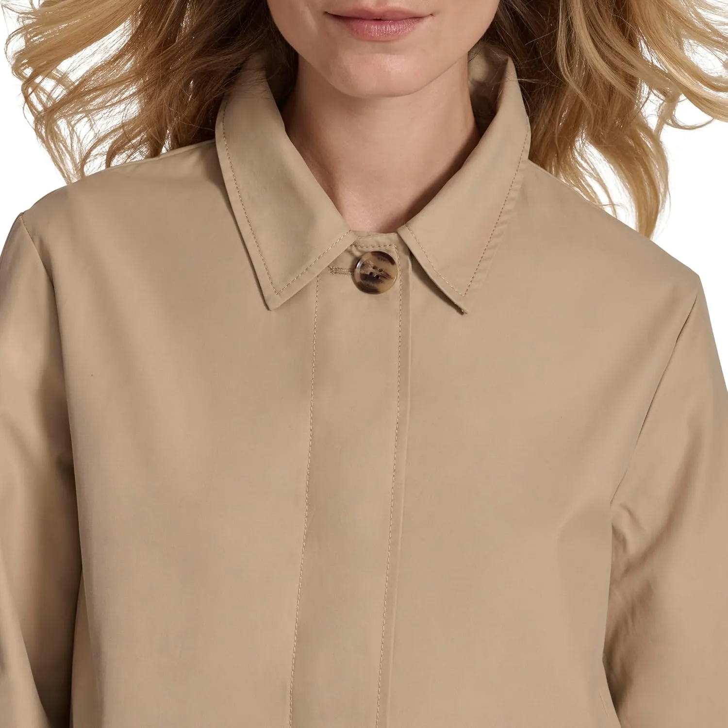 Nautica Women's Solid Cropped Trench Coat Jacket