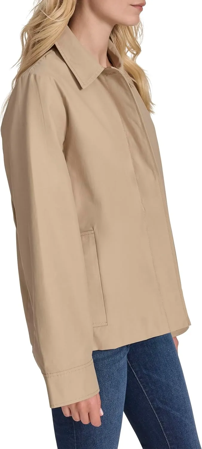 Nautica Women's Solid Cropped Trench Coat Jacket