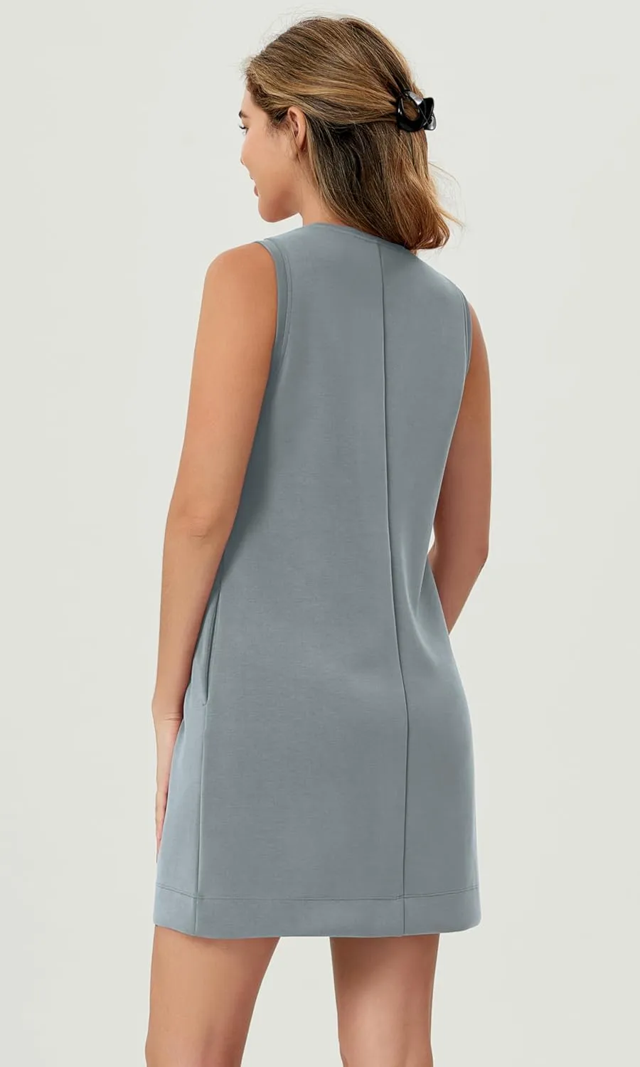 ODODOS Modal Soft V-Neck Tank Dress for Women Sleeveless Sundress Casual Relaxed Summer Dress with Pocket