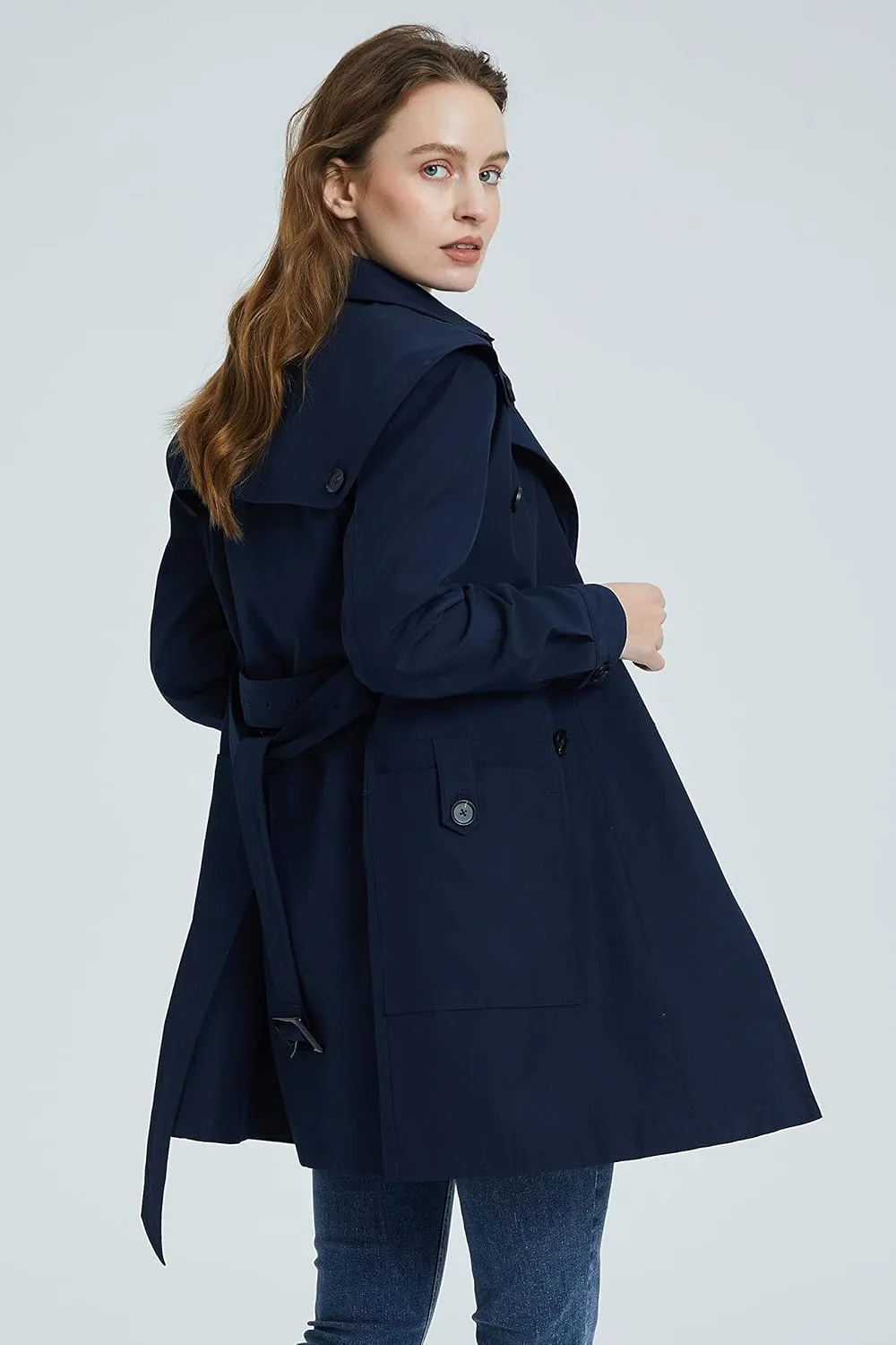 Orolay Women's Double Breasted Trench Coat Notched Lapel Jacket with Belt
