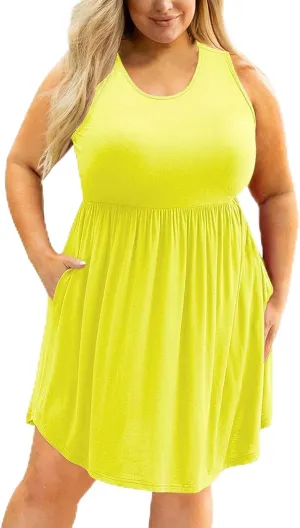 Oversized Dresses for Women Loose Fit Mini Dress Sleeveless Tank Tops Summer Beach Dress Plus Size Fashion Dress