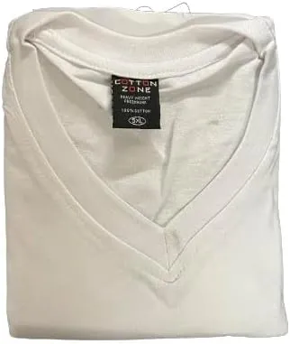 Oversized V-Neck T-Shirt, 6XL, 100% Cotton, Heavyweight Preshrunk White