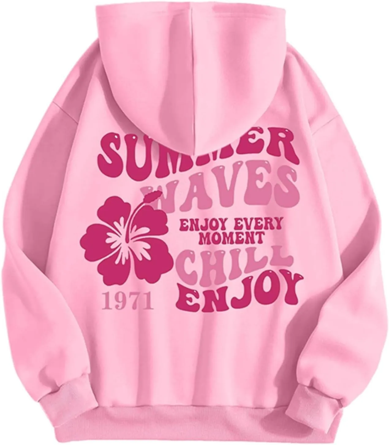 Pink Palm Puff Hoodie Letter Print Y2k Sweatshirt Trendy Preppy Sweatshirts for Teen Girls Cute Clothes