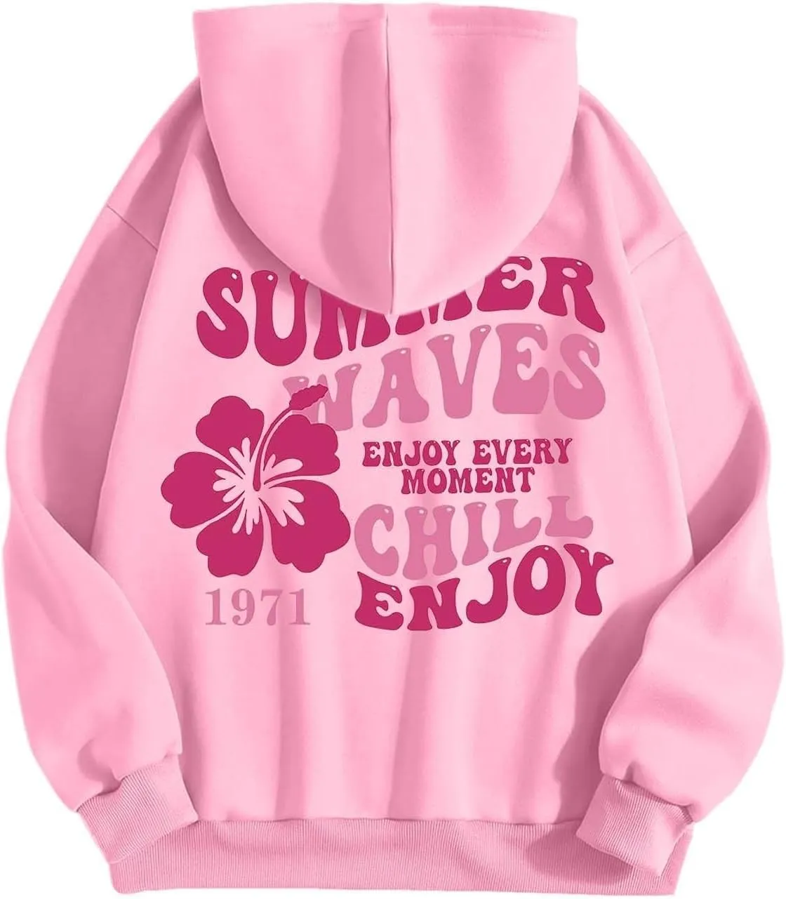 Pink Palm Puff Hoodie Letter Print Y2k Sweatshirt Trendy Preppy Sweatshirts for Teen Girls Cute Clothes