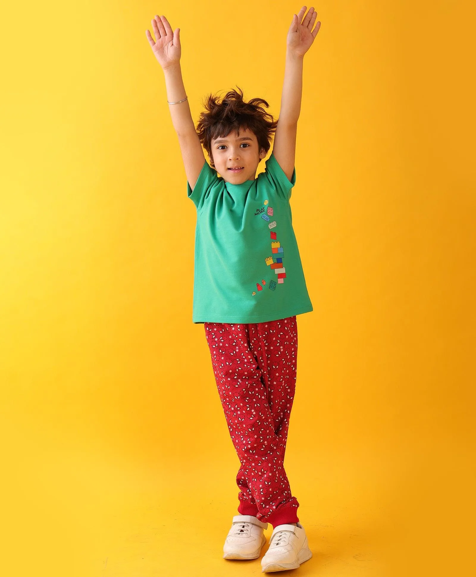 PLAY GREEN SPIDER RED BOYS SUMMER JOGGER SET - GREEN/RED