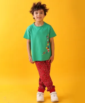 PLAY GREEN SPIDER RED BOYS SUMMER JOGGER SET - GREEN/RED