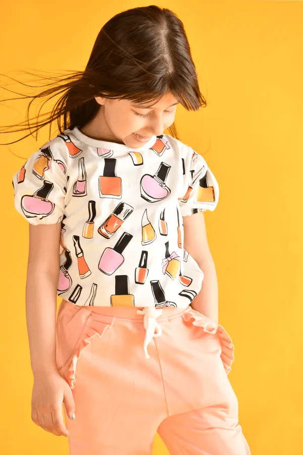 PRETTY PEACH  FRILL JOGGER