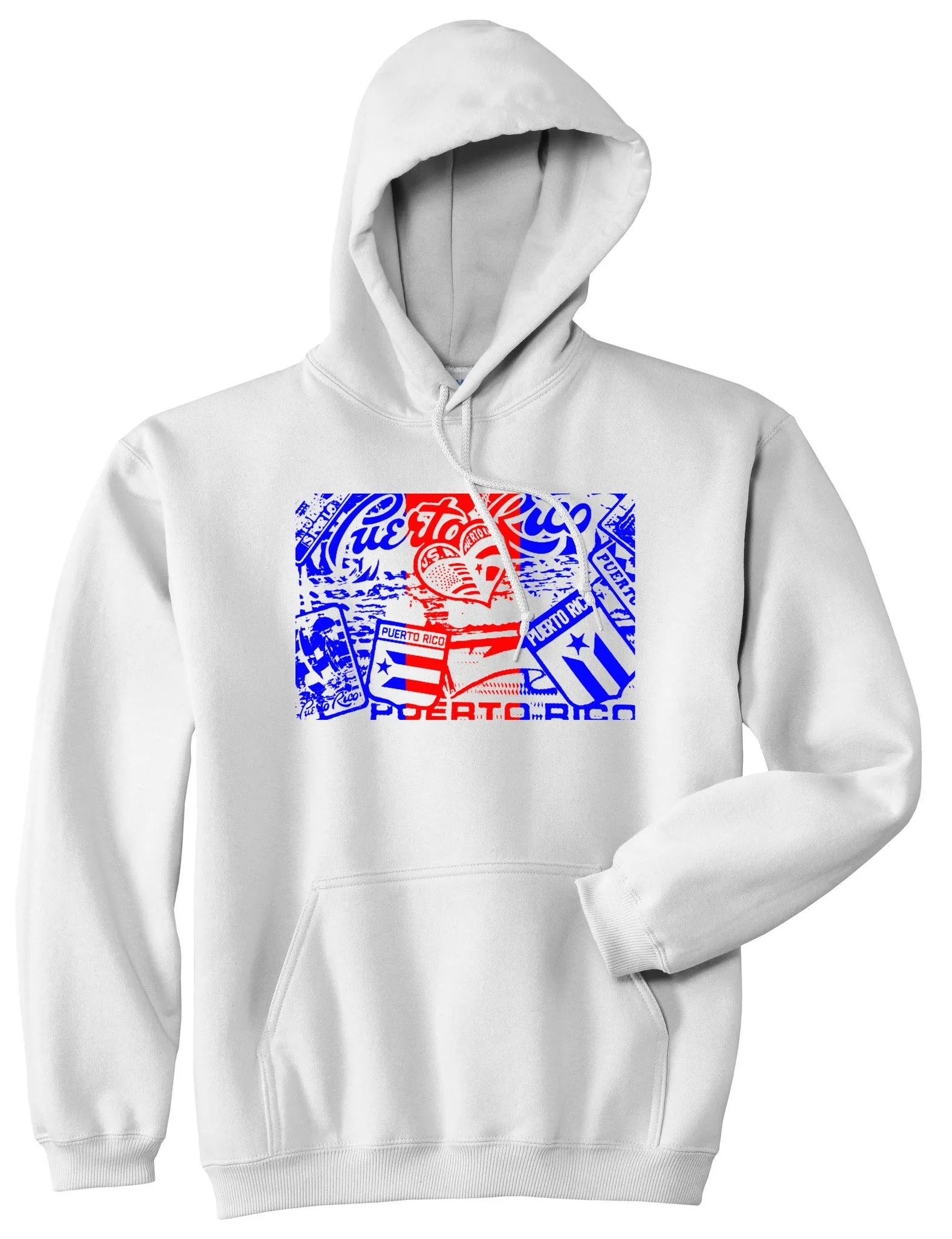 Puerto Rico Red Blue Flag Pullover Hoodie