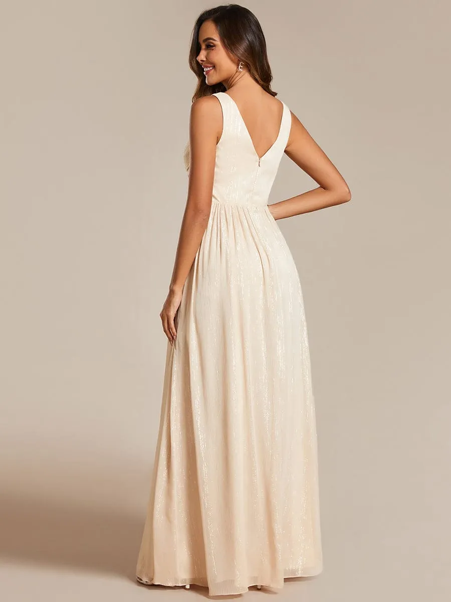 Robes de soirée sans manches à col en V avec paillettes délicates