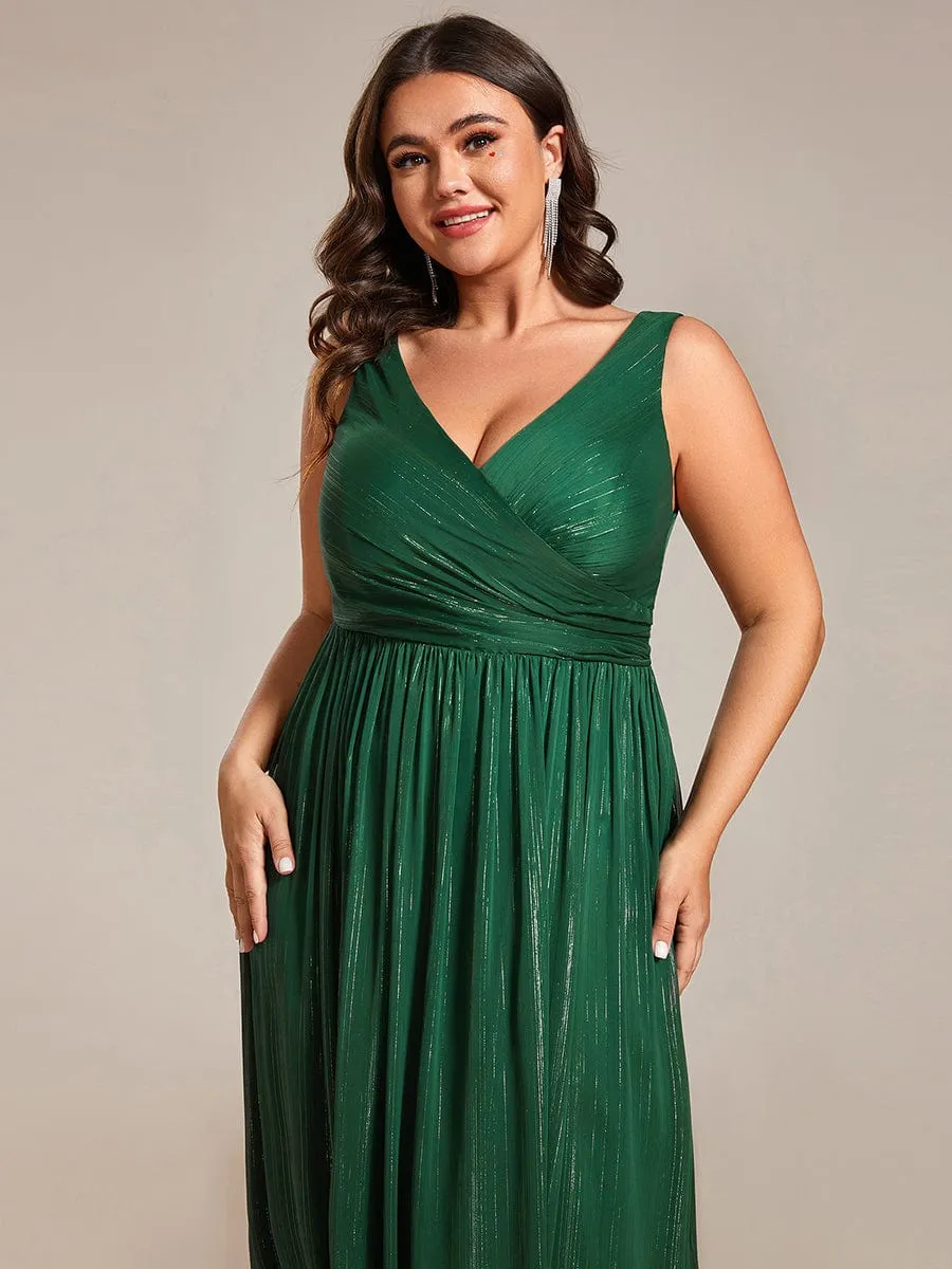 Robes de soirée sans manches à col en V avec paillettes délicates