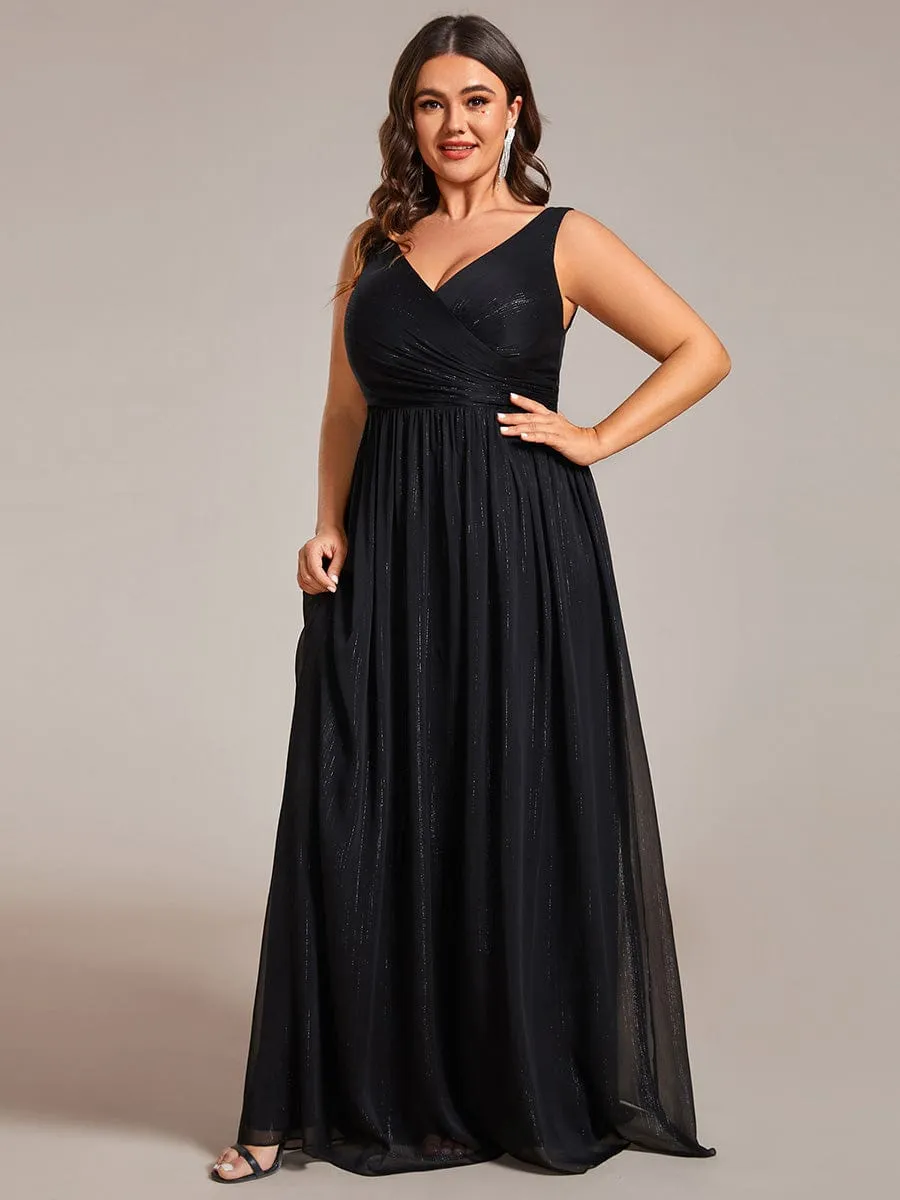 Robes de soirée sans manches à col en V avec paillettes délicates