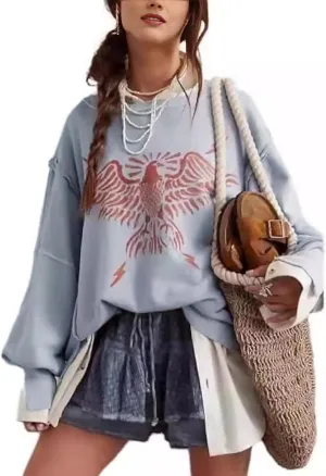 utcoco Oversized Sweatshirt for Women Letter Graphic Crew Neck Long Sleeve Shirts Fashion Hoodies Tops