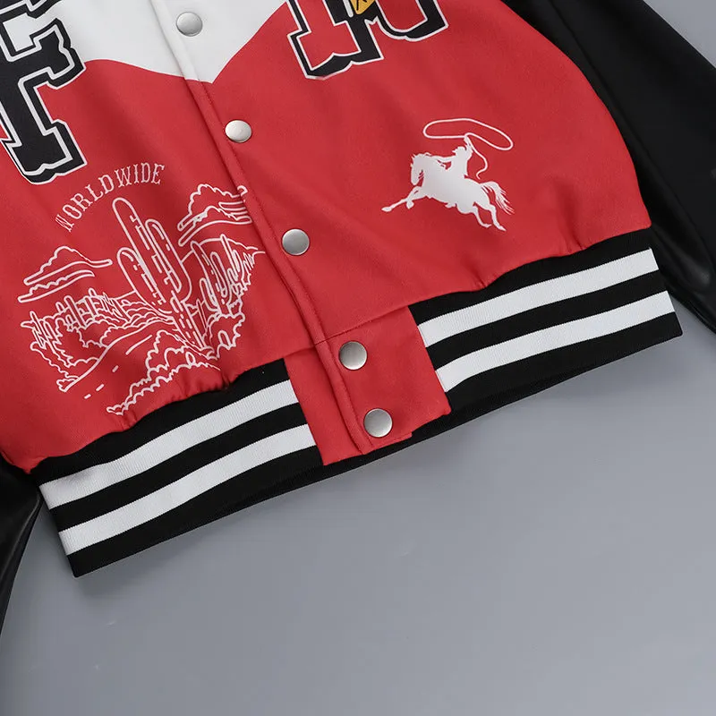 Versatile color blocked baseball jacket top AY3585