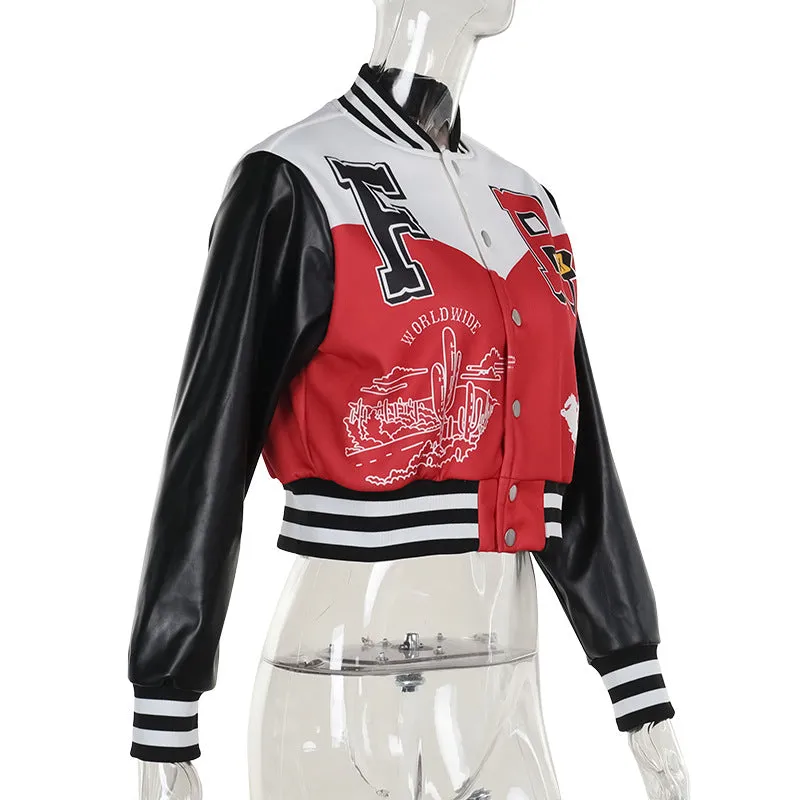 Versatile color blocked baseball jacket top AY3585