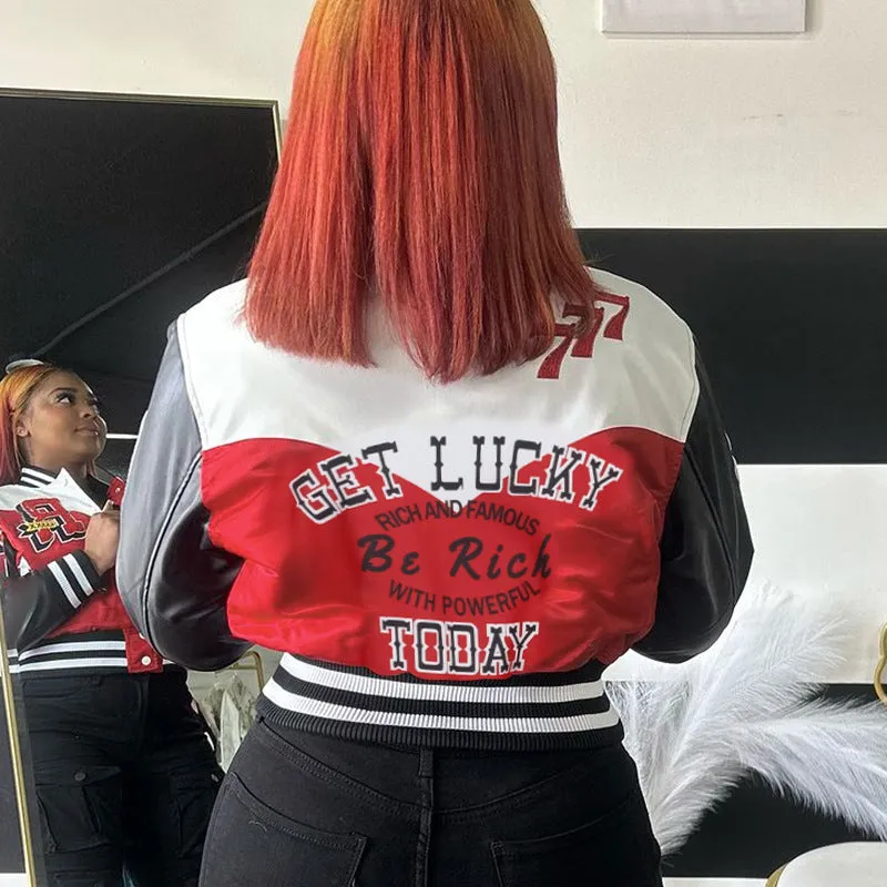 Versatile color blocked baseball jacket top AY3585
