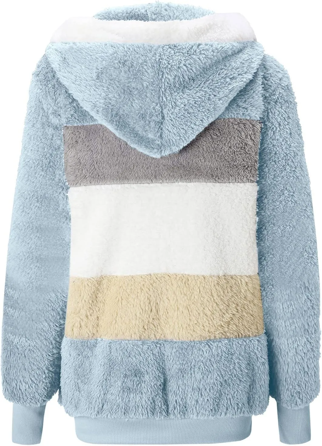 Womens 2023 Winter Fashion Plus Size Sharpa Jacket Fleece Warm Hoodie Outwear Plush Sweatshirt Thick Fuzzy Tops