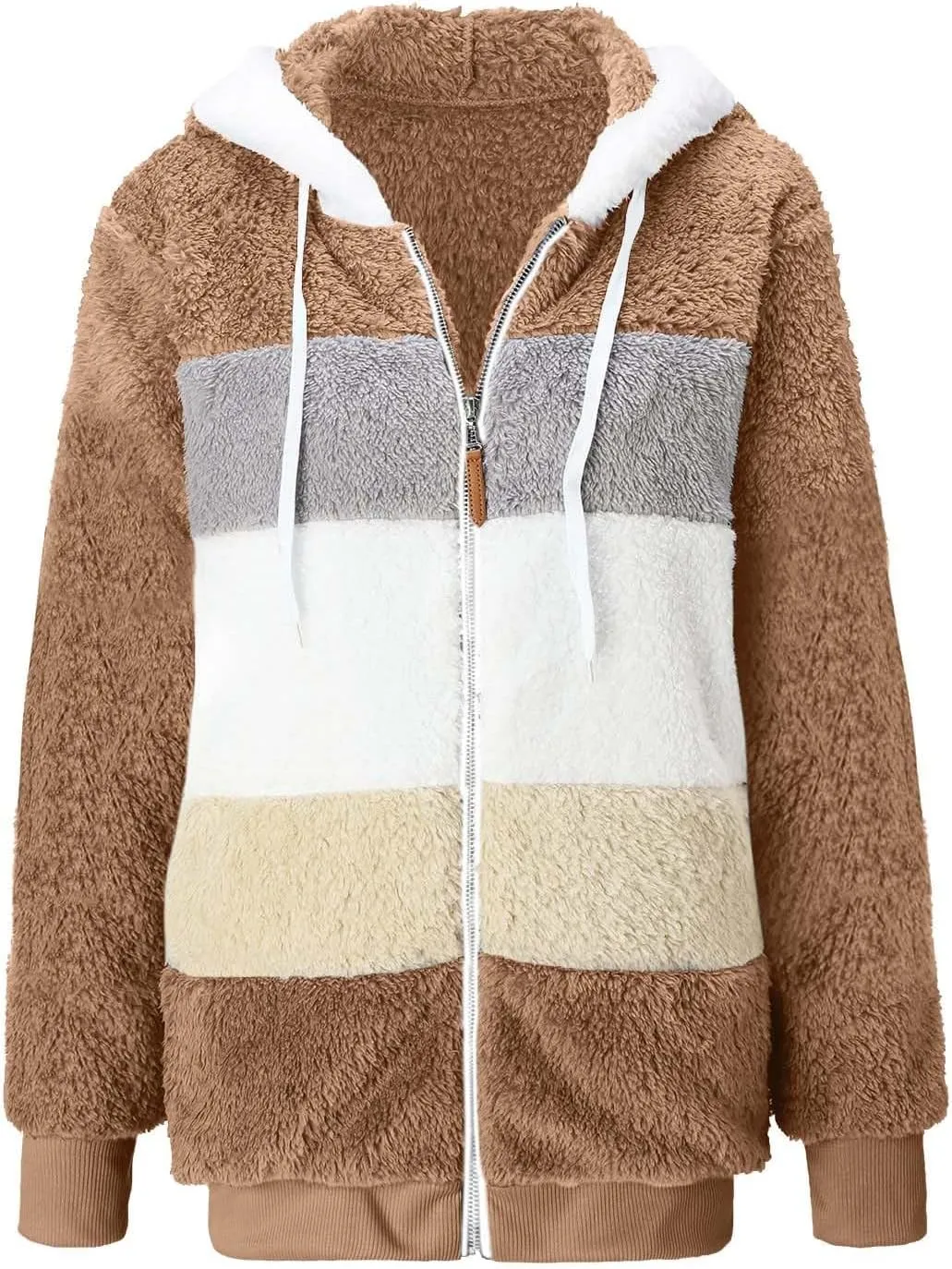Womens 2023 Winter Fashion Plus Size Sharpa Jacket Fleece Warm Hoodie Outwear Plush Sweatshirt Thick Fuzzy Tops