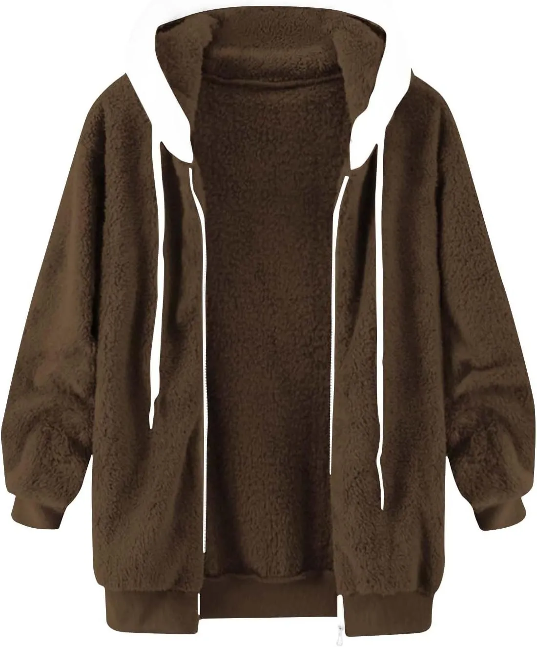 Womens 2023 Winter Fashion Plus Size Sharpa Jacket Fleece Warm Hoodie Outwear Plush Sweatshirt Thick Fuzzy Tops