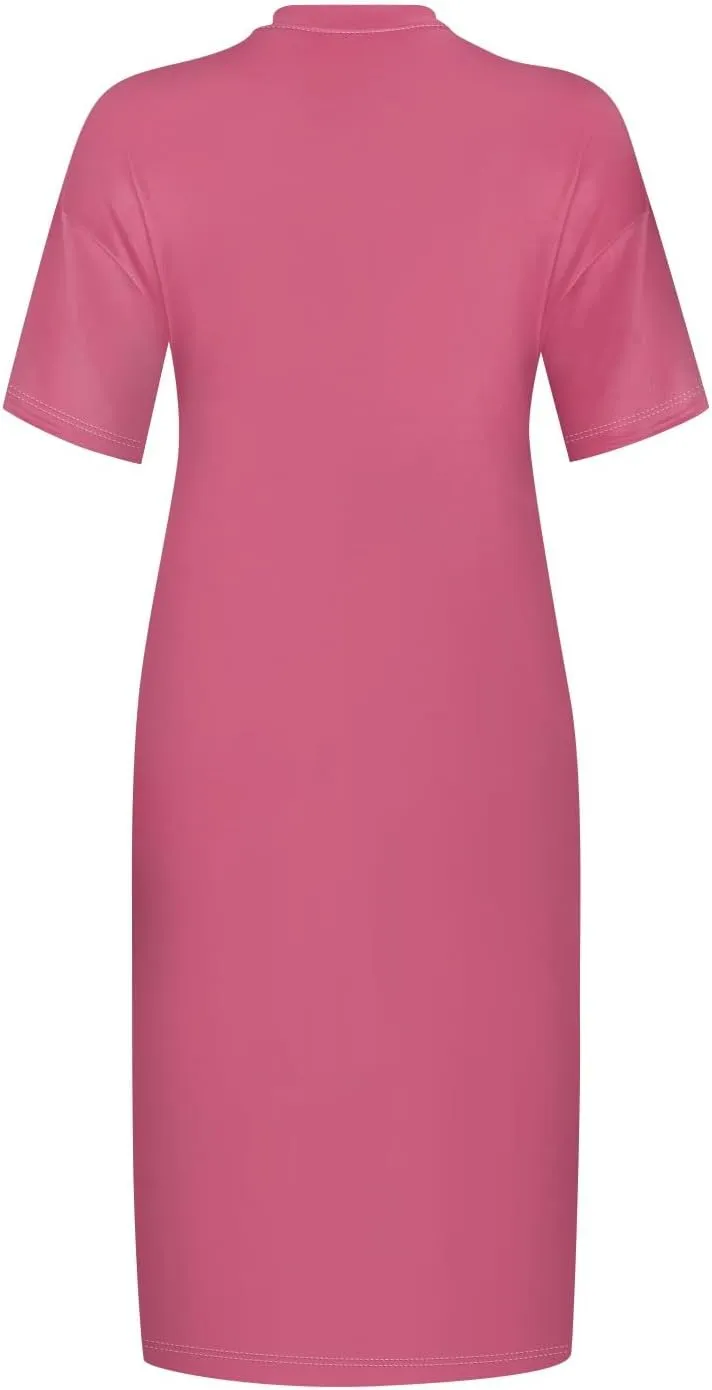 Women's Cruise Outfits 2025 Summer Casual Loose Trendy Short Sleeve V-Neck Solid Sun Beach Dress Plus Size, L-5XL