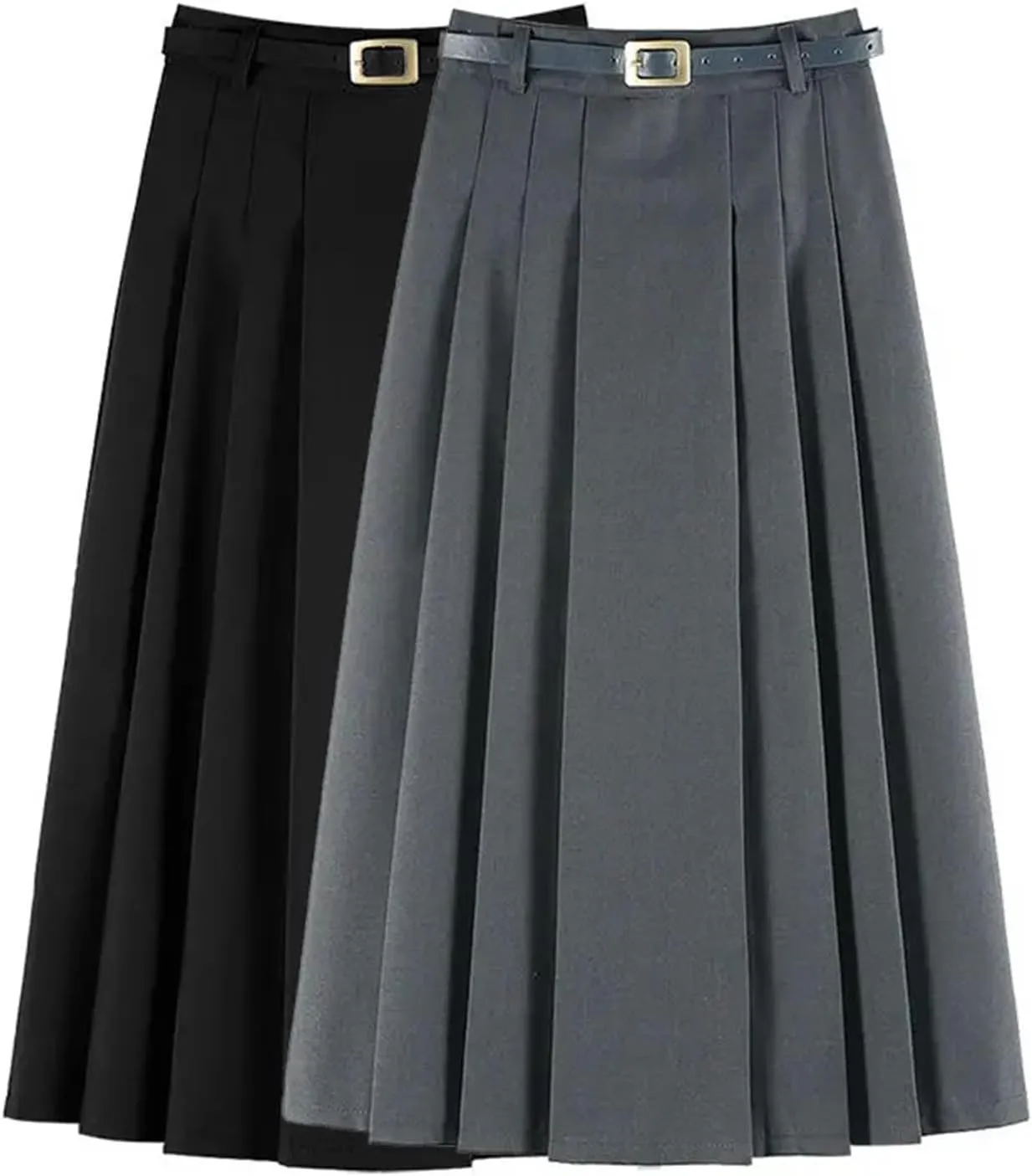 Women's High Waist Pleated Midi Skirt  Elegant A-Line Long Skirt for Women Versatile Daily Fashion Wear