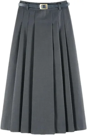 Women's High Waist Pleated Midi Skirt  Elegant A-Line Long Skirt for Women Versatile Daily Fashion Wear