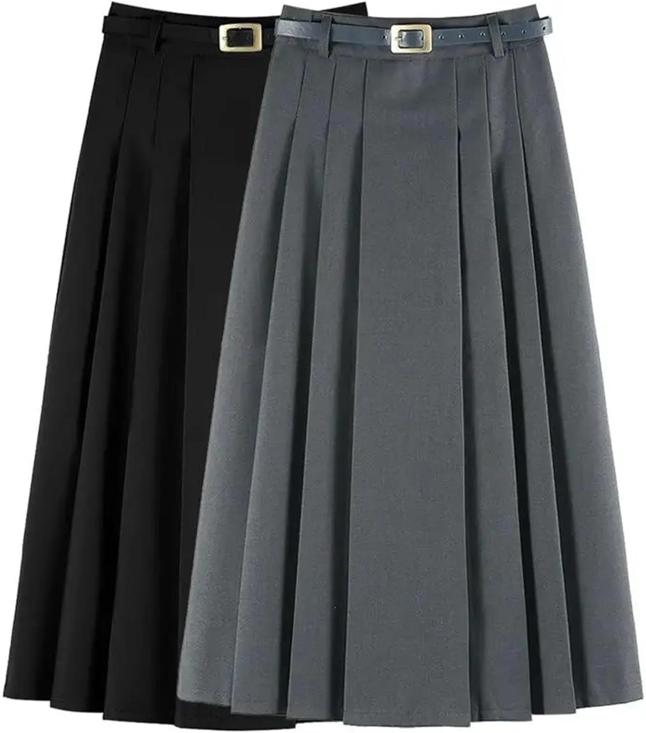 Women's High Waist Pleated Midi Skirt  Elegant A-Line Long Skirt for Women Versatile Daily Fashion Wear