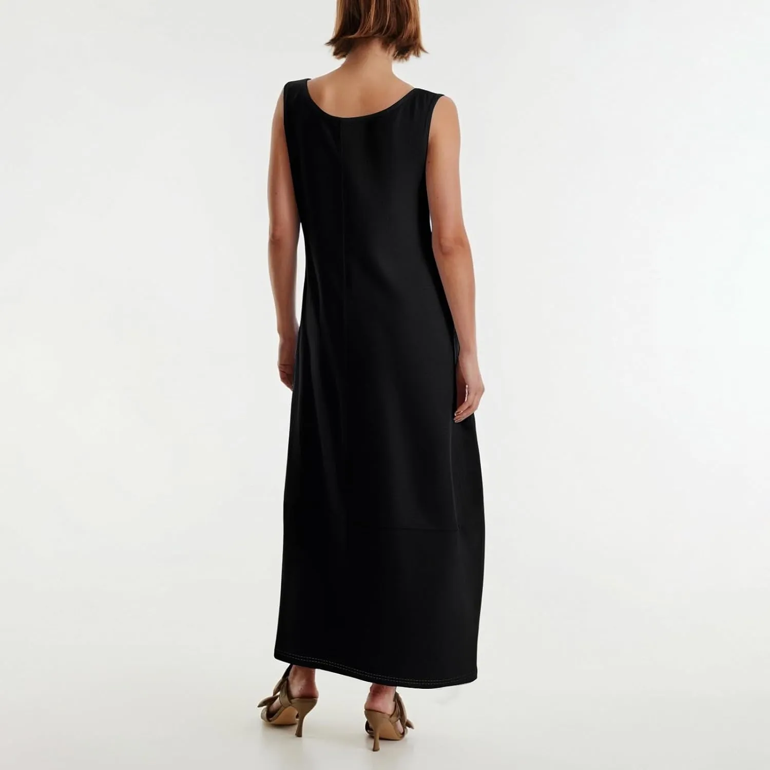 Women's Loose Casual Midi Cotton Dresses Sundress Sleeveless Beach Summer Trendy Tank Top Dress with Pockets