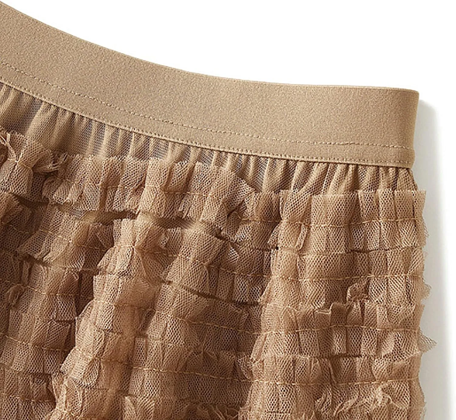 Women's Pleated A-Lined Skirts 2024 Summer Versatile High Waisted Midi Skirt Multi-Layer Puffer Flared Cake Skirt