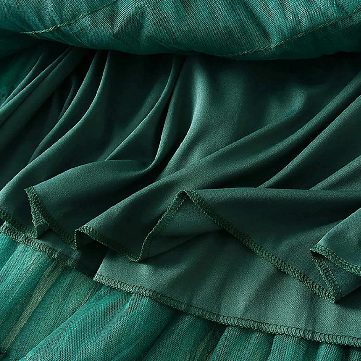 Women's Pleated A-Lined Skirts 2024 Summer Versatile High Waisted Midi Skirt Multi-Layer Puffer Flared Cake Skirt