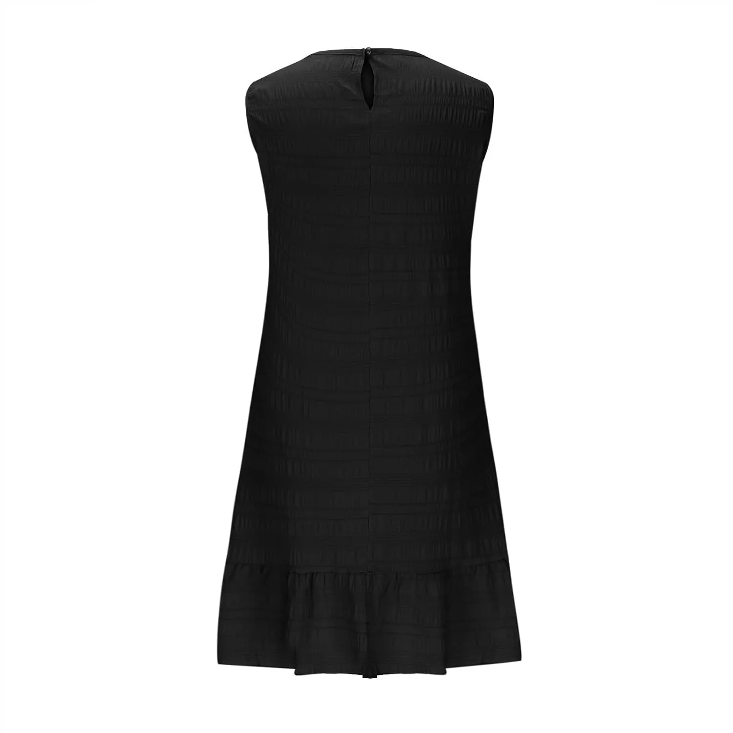 Womens Sleeveless Summer Dresses Crew Neck Ruffle Mini Dress Casual Tshirt Dress Trendy Beach Vacation Outfits Sundress
