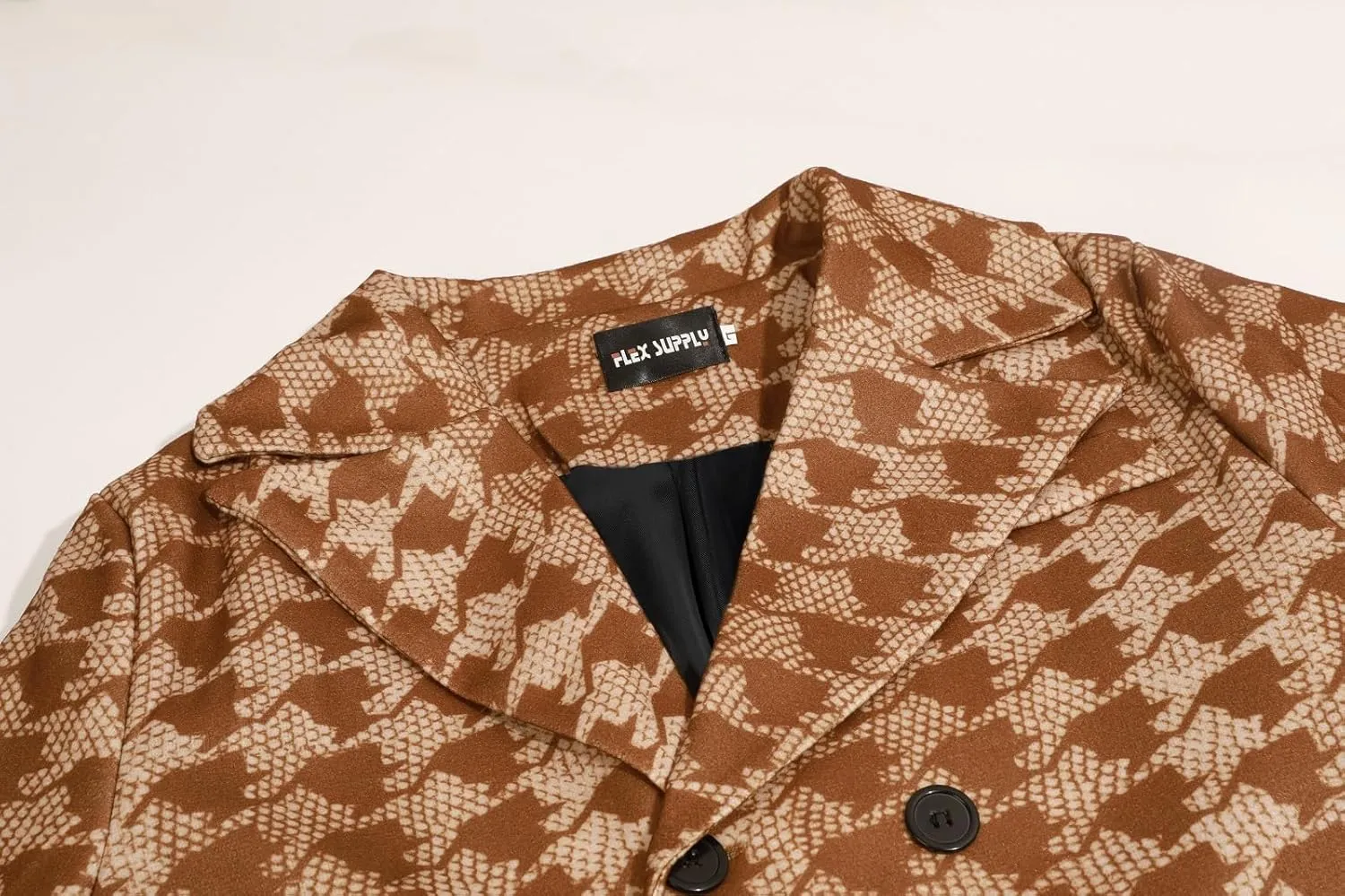 yoeasy Men's Printed Notched Collar Plaid Double Breasted Trench Coat Mid Length Slim Fit Woolen Blend Pea Coat